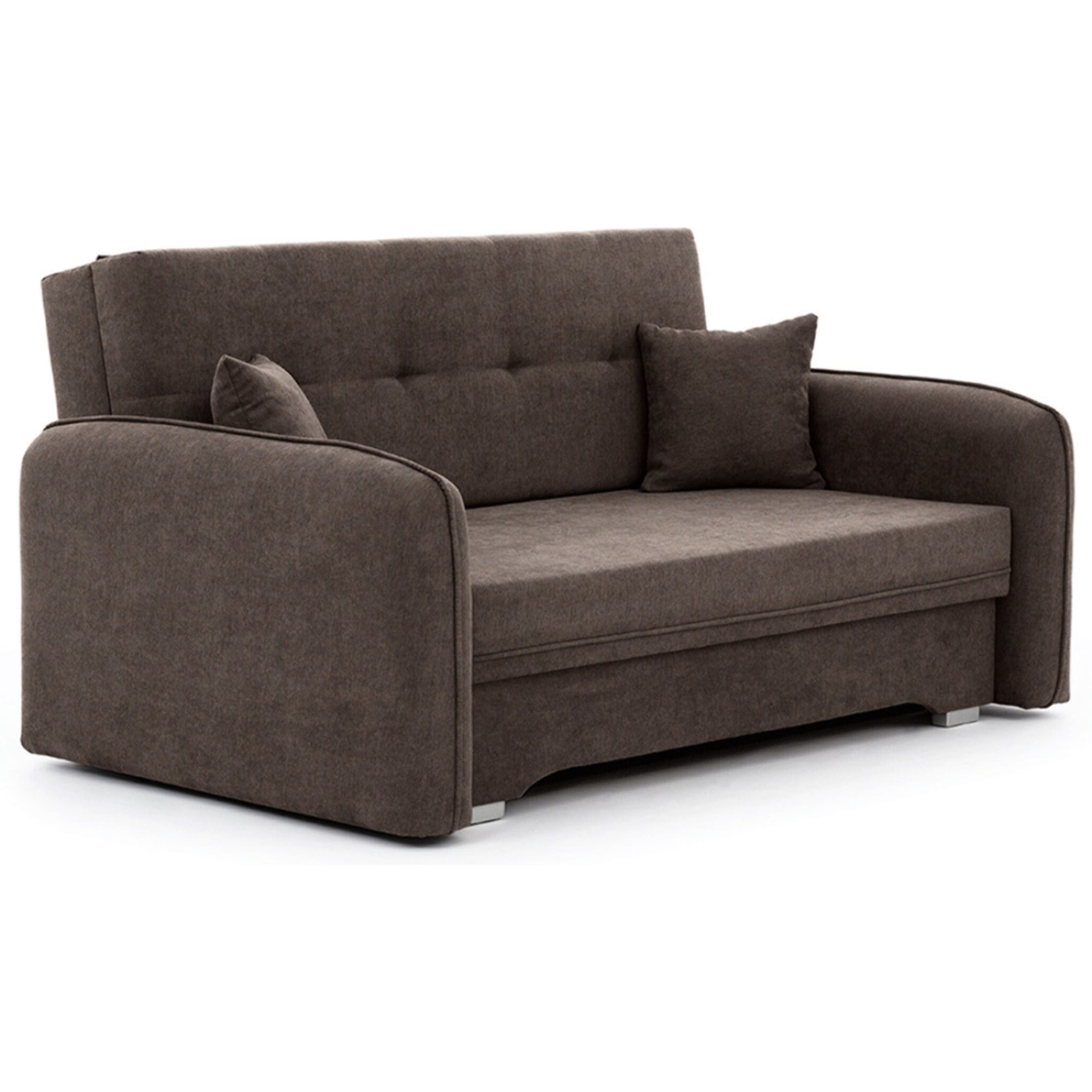 Michelle - canapé droit 3 places convertible avec coffre en velours - Marron