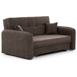 Michelle - canapé droit 3 places convertible avec coffre en velours - Marron