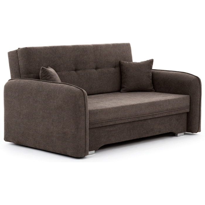 Michelle - canapé droit 3 places convertible avec coffre en velours - Marron