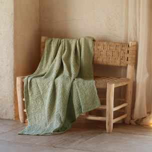 Plaid en coton gaufré - Vert