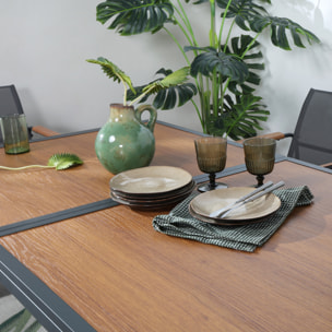 ALPHY Salon de jardin 6 places anthracite et bois