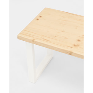 Banco de madera maciza acabado natural con patas de hierro blancas varias medidas