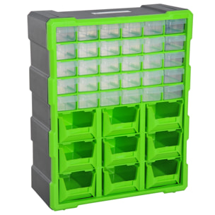 Armario Organizador de Herramientas 39 cajones tipo Estantería DIY Caja Cajonera de Herramientas 38x16x47,5 cm PP Verde