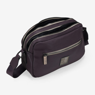 Bolso bandolera burdeos con doble cremallera