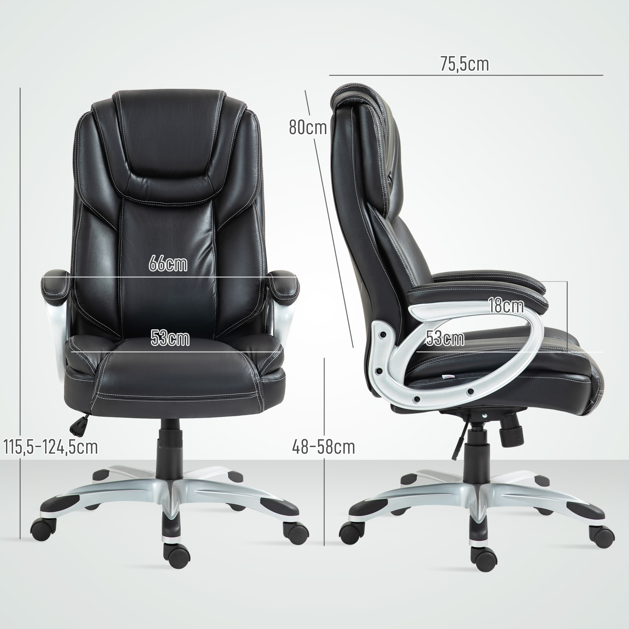 Chaise de bureau direction réglable grand confort - fonction bascule verrouillable - synthétique noir