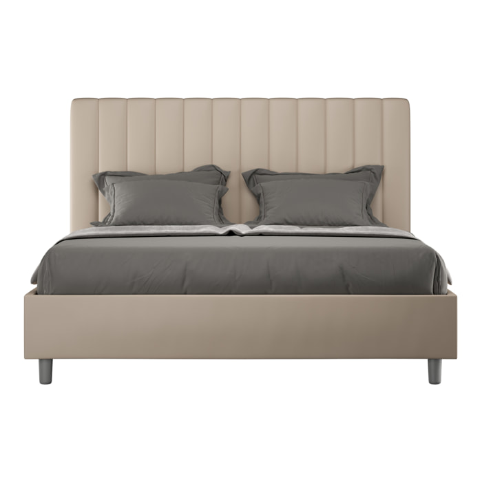 Letto matrimoniale senza rete imbottito 160x210 similpelle tortora Agueda