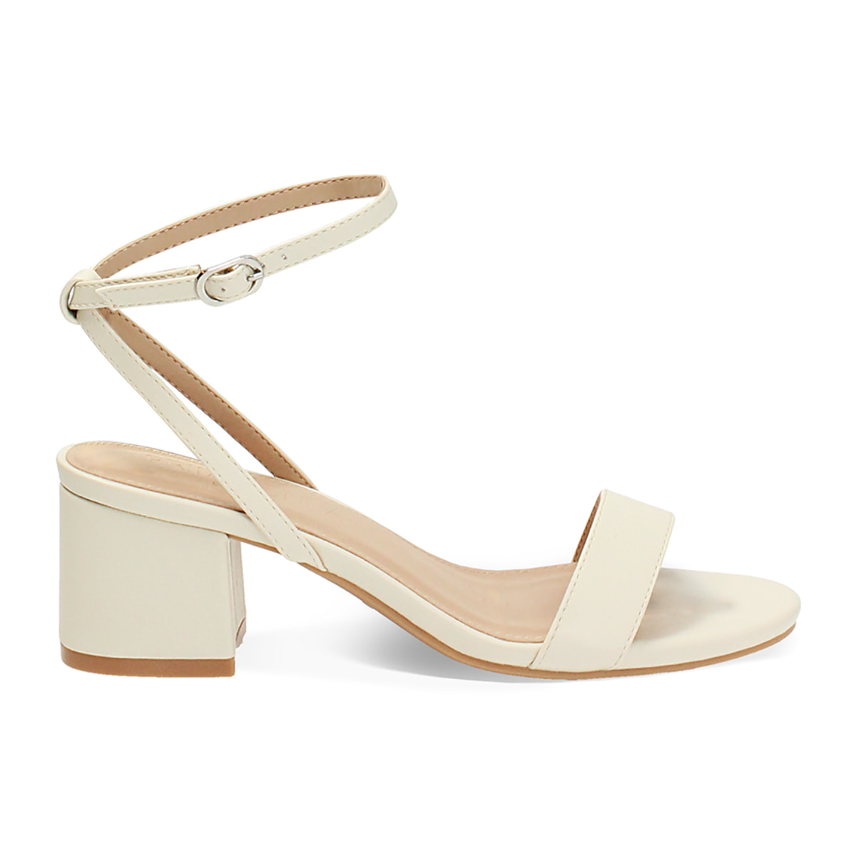 Sandalo donna panna, tacco largo 5,5 cm