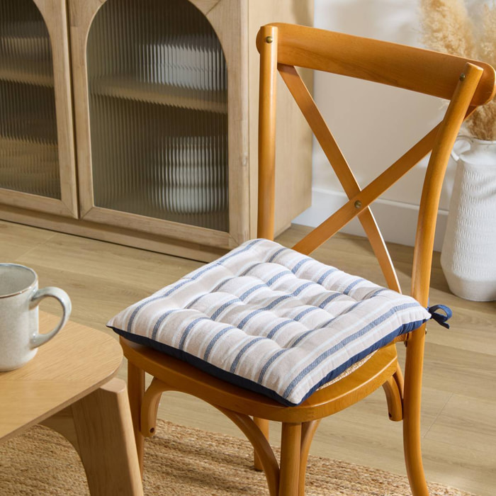 Galette de chaise Groove 38x38cm rayée bleu navy