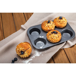 Plaque à 6 muffins en acier carbone AMANDINE