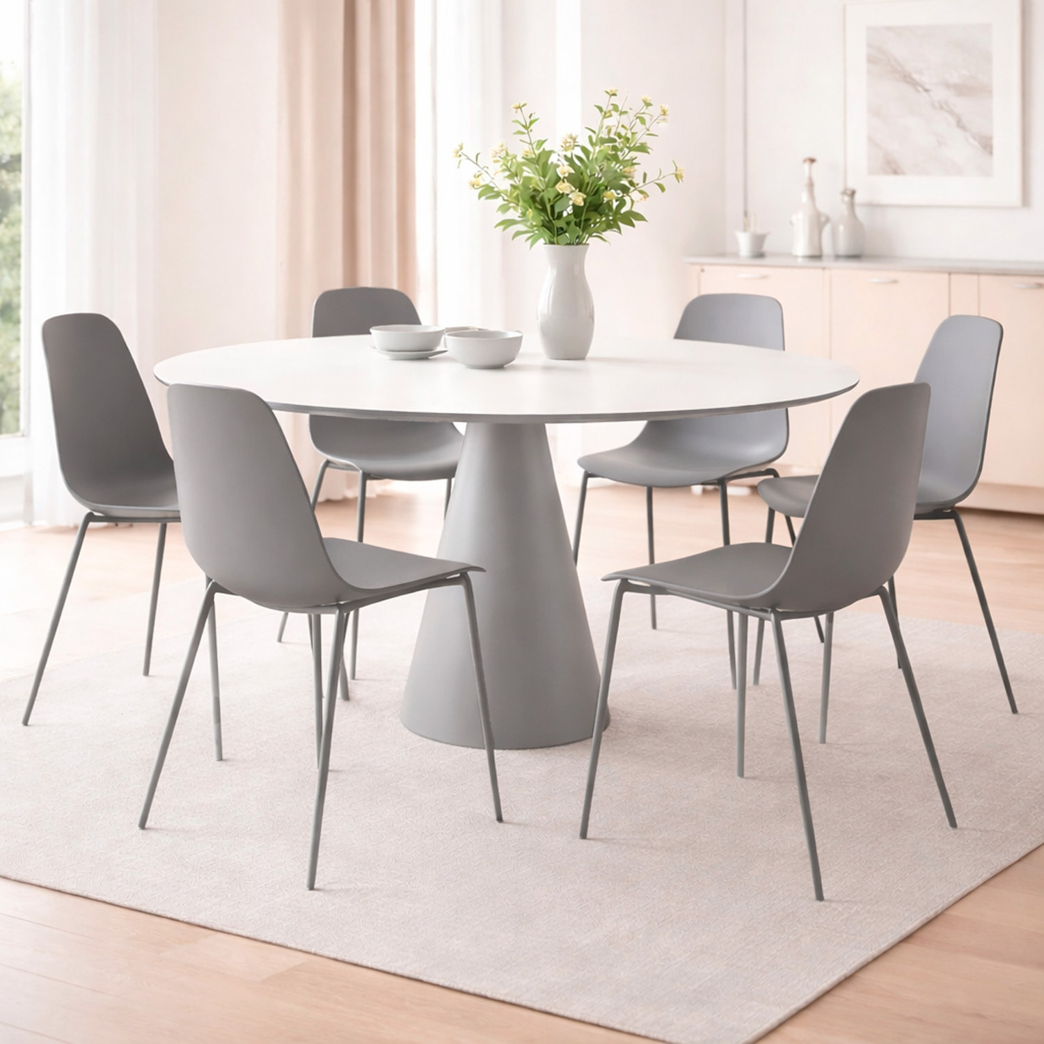 Set 4 Sedie Moderne Con Schienale Ergonomico In Polipropilene E Gambe In Metallo Cucina Sala Da Pranzo Soggiorno 87 x 53 x 49 Cm Grigio Scuro