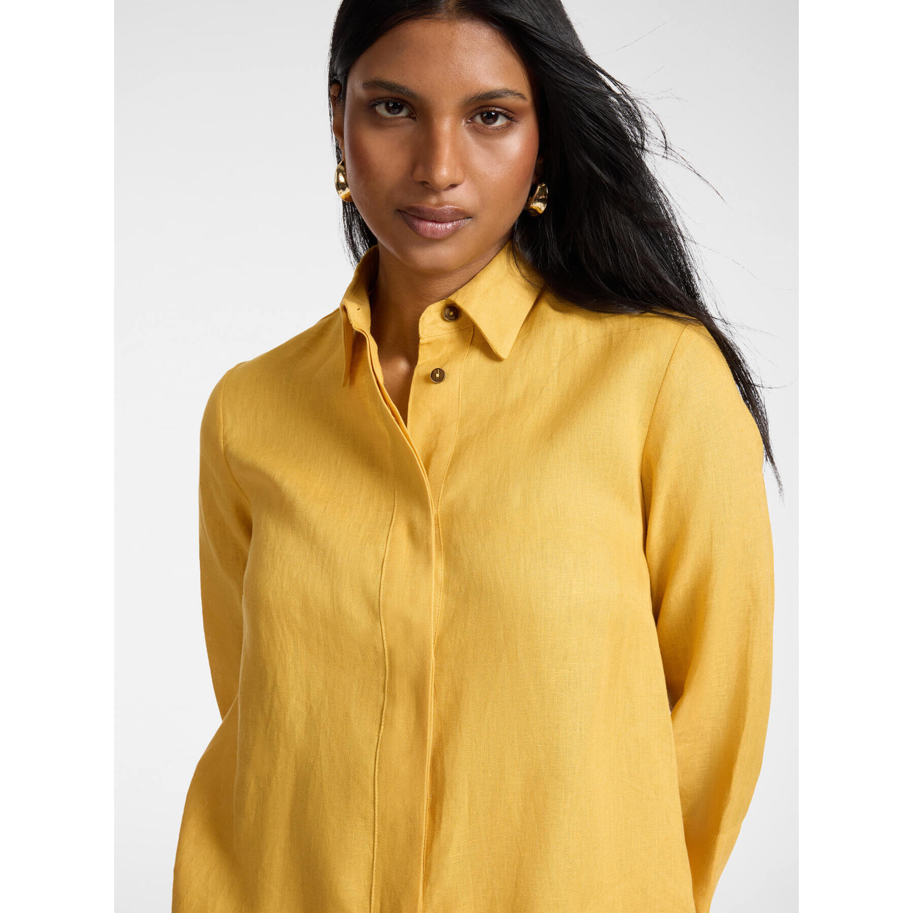 Elena Mirò - Camisa boxy de lino - Amarillo