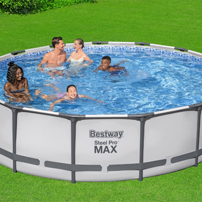 Bestway Piscine hors sol tubulaire ronde Bestway Steel Pro Max 457 x 107 cm gris clair