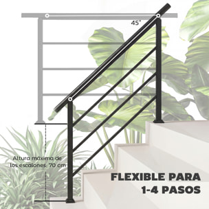 Barandilla de Escalera, 131 cm, Pasamanos para Escalera con Kit de Instalación, Ángulo Ajustable para 1-4 Escalones, para Porches, Madera y Concreto, para Exterior, Terraza, Patio, Negro