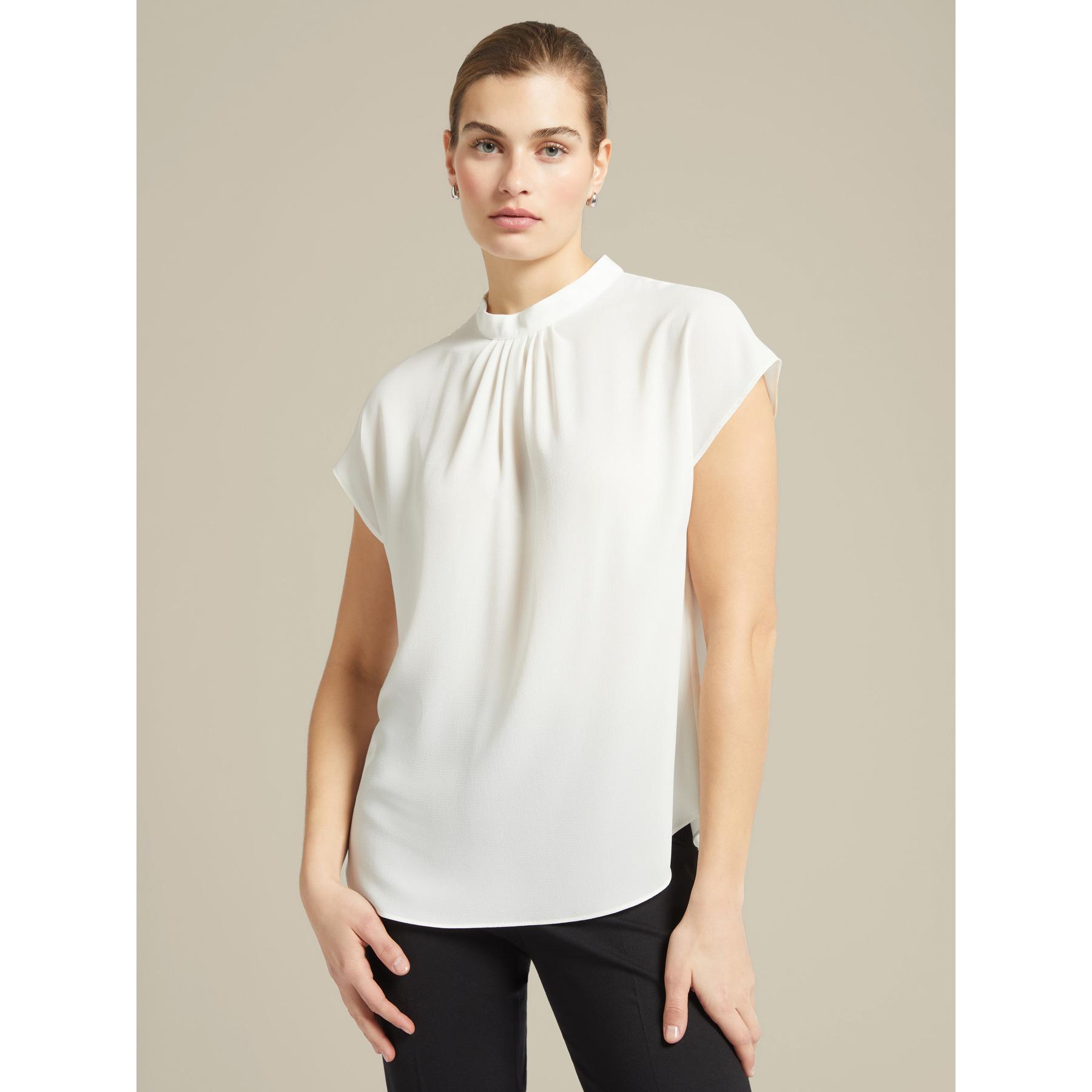 Elena Mirò - Blusa con pliegues por delante - Blanco