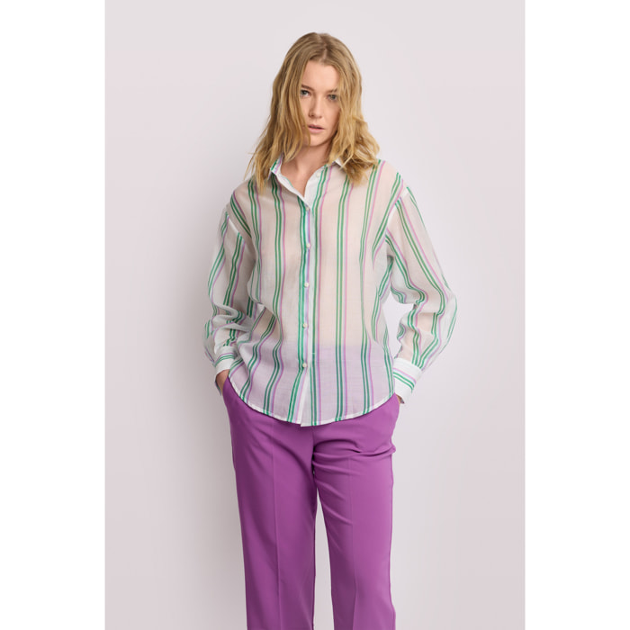 Kocca - Camicia a righe con nodo Donna, Tinta unita, Colletto di camicia
