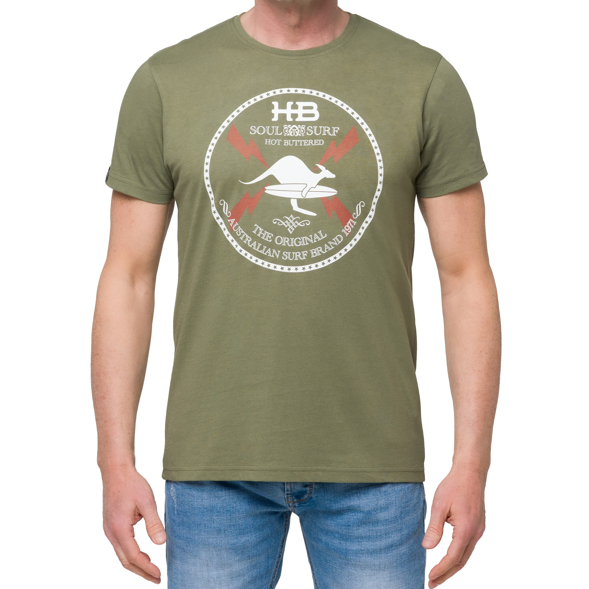 T-shirt in cotone 150 gr Soulsurf Hot Buttered Verde Militare.