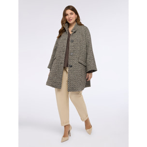 Fiorella Rubino - Cappotto in jacquard con collo alto - Beige