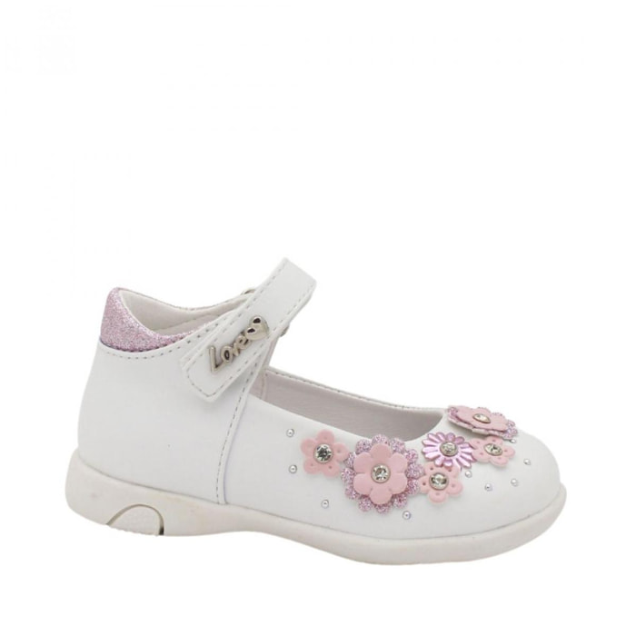 Scarpine con cinturino Love Details Fiori Rosa Lei Love Details Bianco