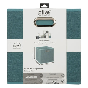 Panier tissu 31x31cm "Mix N' Modul" bleu pétrole chiné