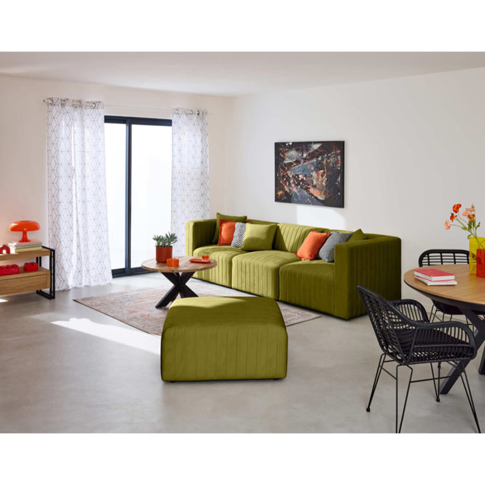 Nova - canapé modulable 3 places - en velours - Vert Olive