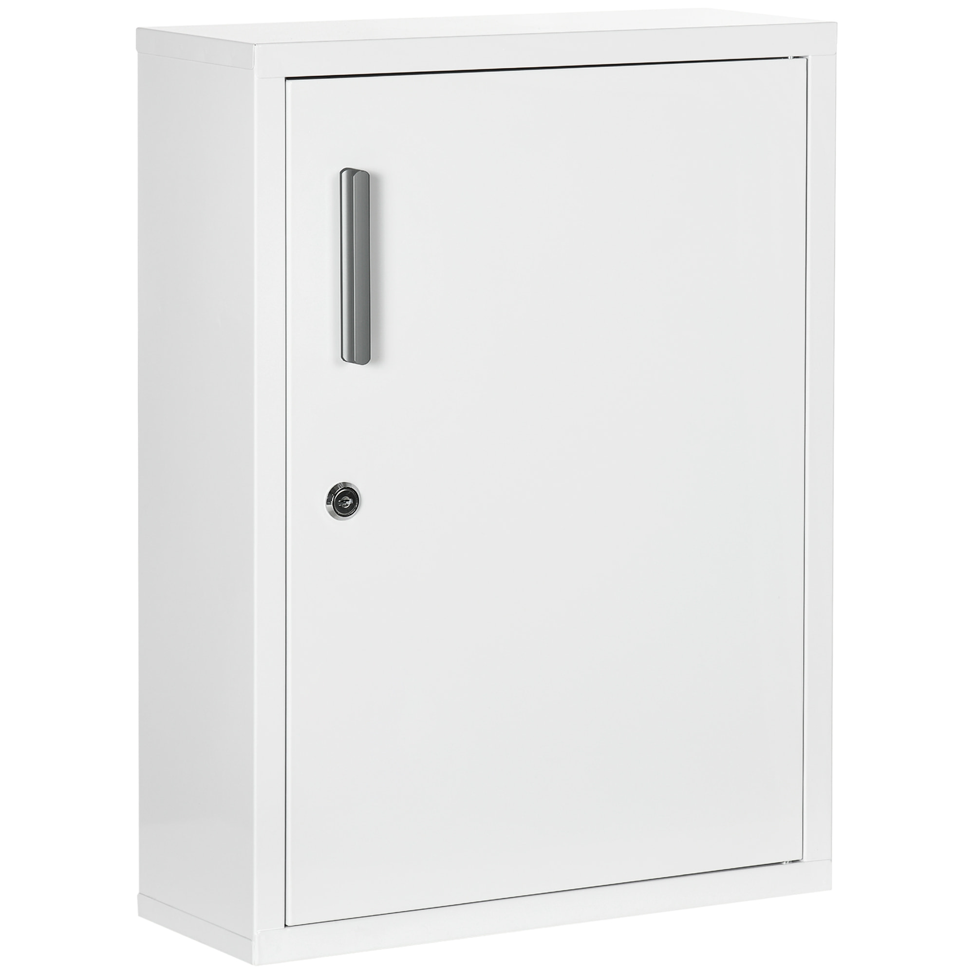 Armoire à pharmacie 2 étagères 3 niv. verrouillables dim. 40L x 15l x 53H cm 2 clés logo croix acier blanc