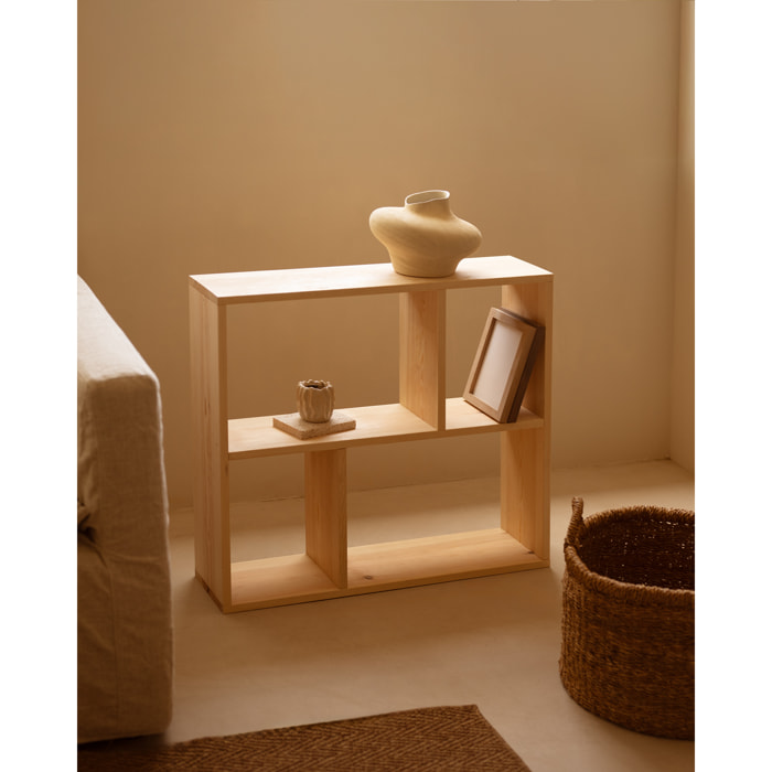 Mobilier d'appoint en bois massif ton naturel avec 1 Mobiliers et 2 séparateur Hauteur: 74 Longueur: 80 Largeur: 20