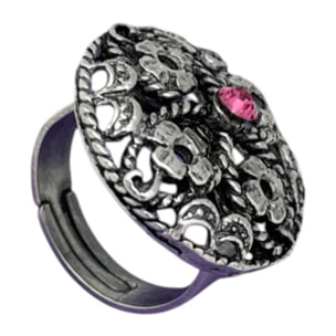 Anillo redondo Vintage con cristal Sw rosa plata 10µ
