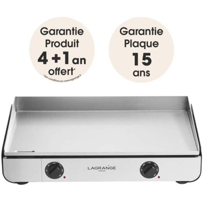 Plancha électrique LAGRANGE Pro 65L noir 2 brûleurs à poser, 65x40 cm + kit d'accessoires