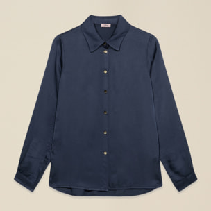 Oltre - Camicia in raso di viscosa - Blu