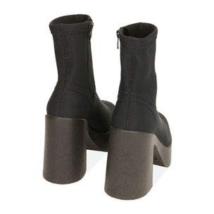 Ankle boots neri in lycra, tacco 8,5 cm