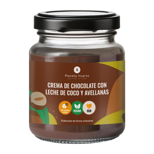 PLANETA HUERTO | Crema de Chocolate con Leche de Coco y Avellanas ECO 230g – Vegana, Sin Azúcar Añadido y con AOVE