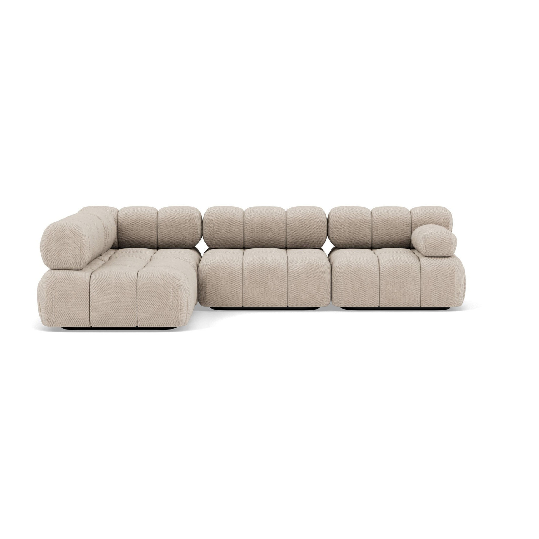 Ruby - canapé modulable d'angle gauche 5 places en velours texturé - Beige