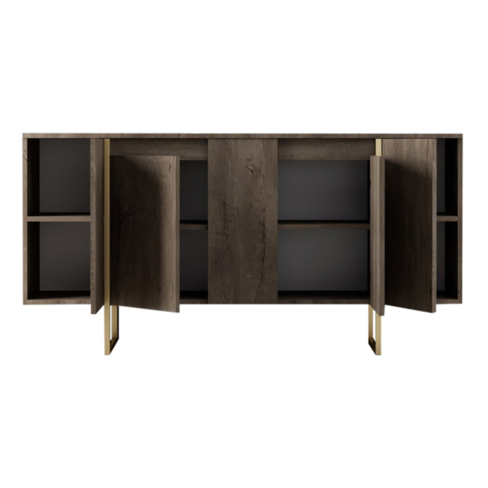 Buffet design bois et or 160 cm4 portes MINAS