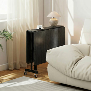 Mesa Plegable de Comedor para 4-6 Personas Mesa de Cocina Plegable con Ruedas y Alas Abatibles para Cocina Salón 120x80x73 cm Negro