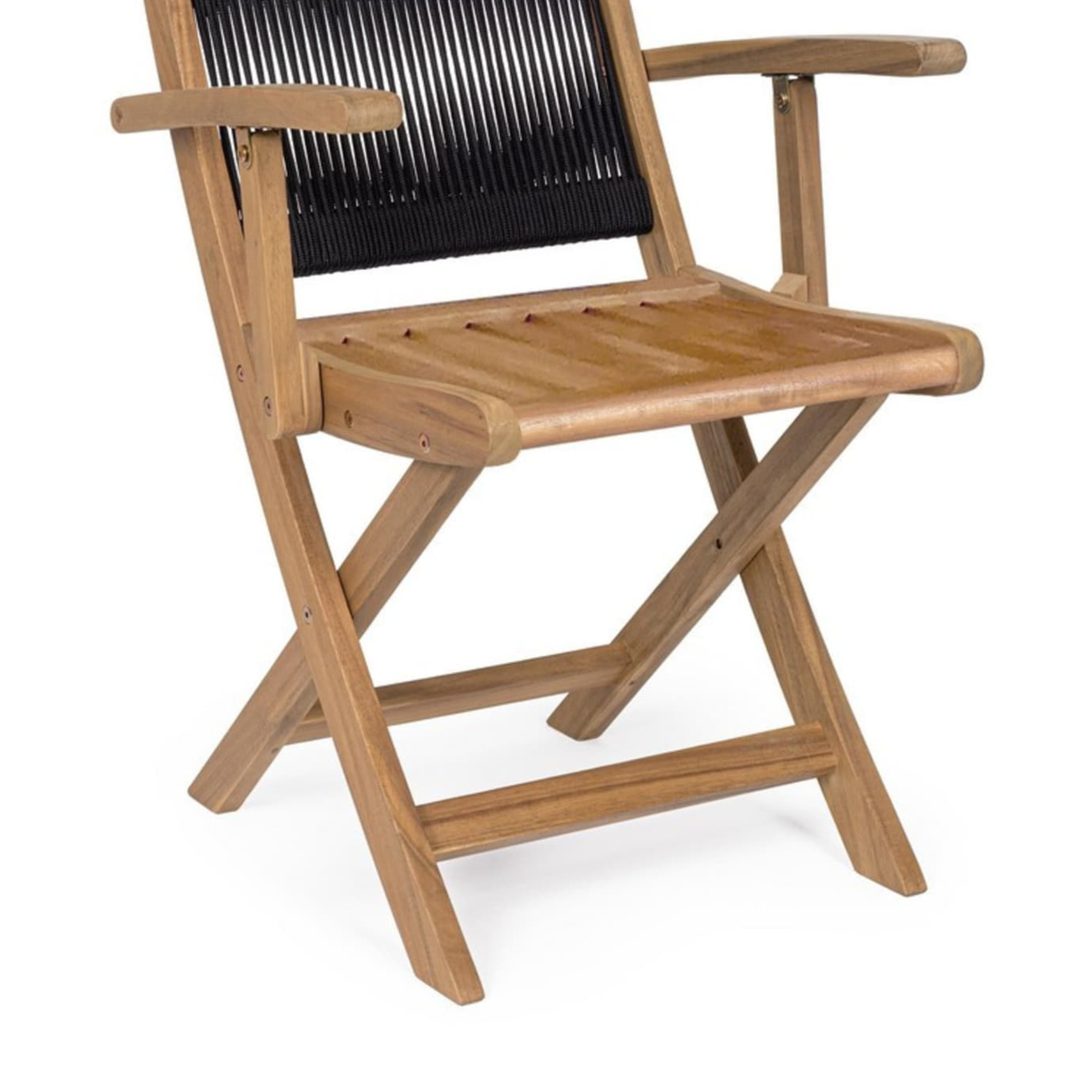 Set di sedie pieghevoli MONSARAZ in legno di acacia e corda nero