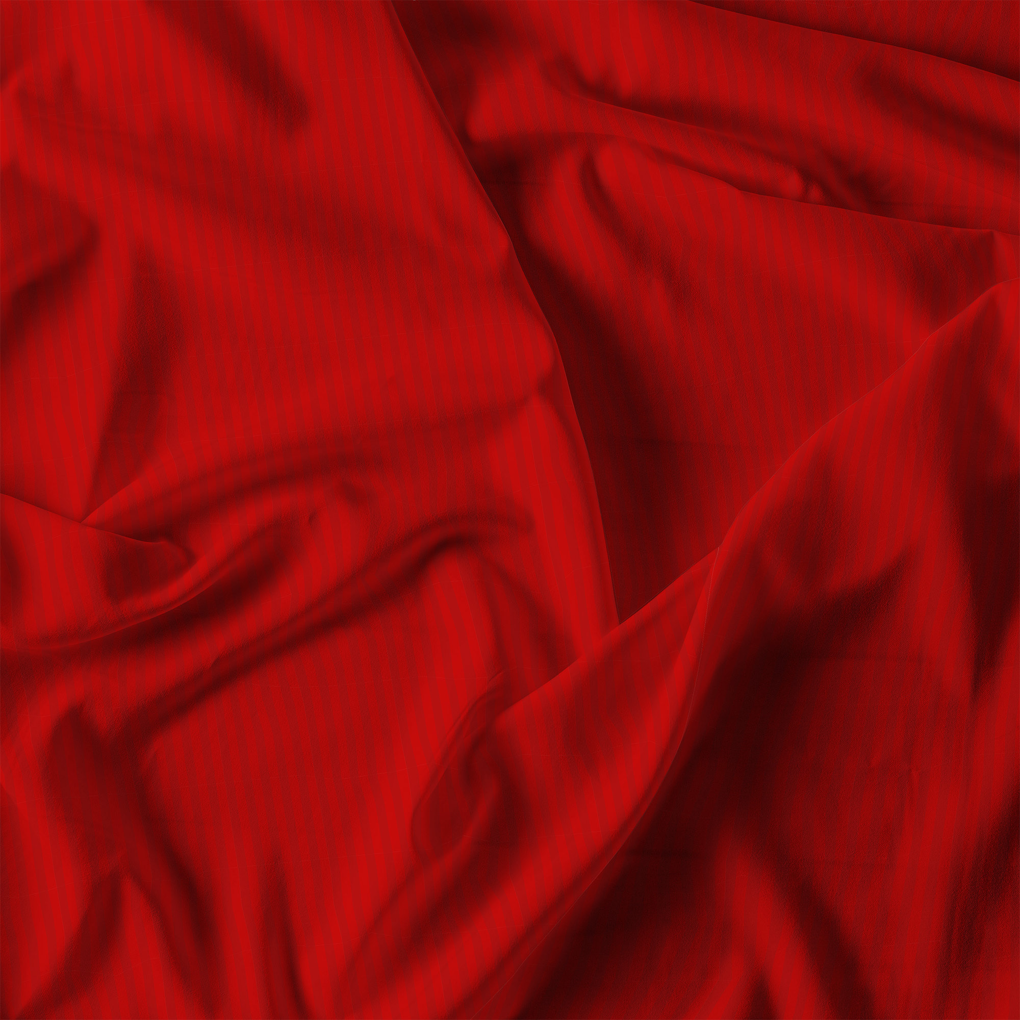 COMPLETO LETTO SATIN STRIPES, 100% Raso di Poliestere, Tinta Unita, Made in Italy - ROSSO
