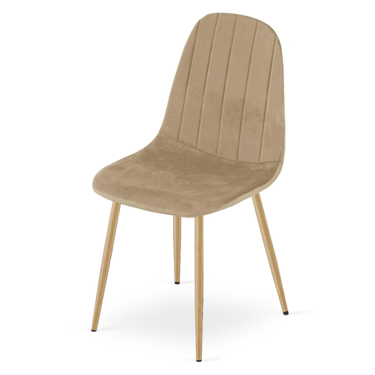 Set di 3 Sedie Padva in Velluto Marrone e Gambe Rovere