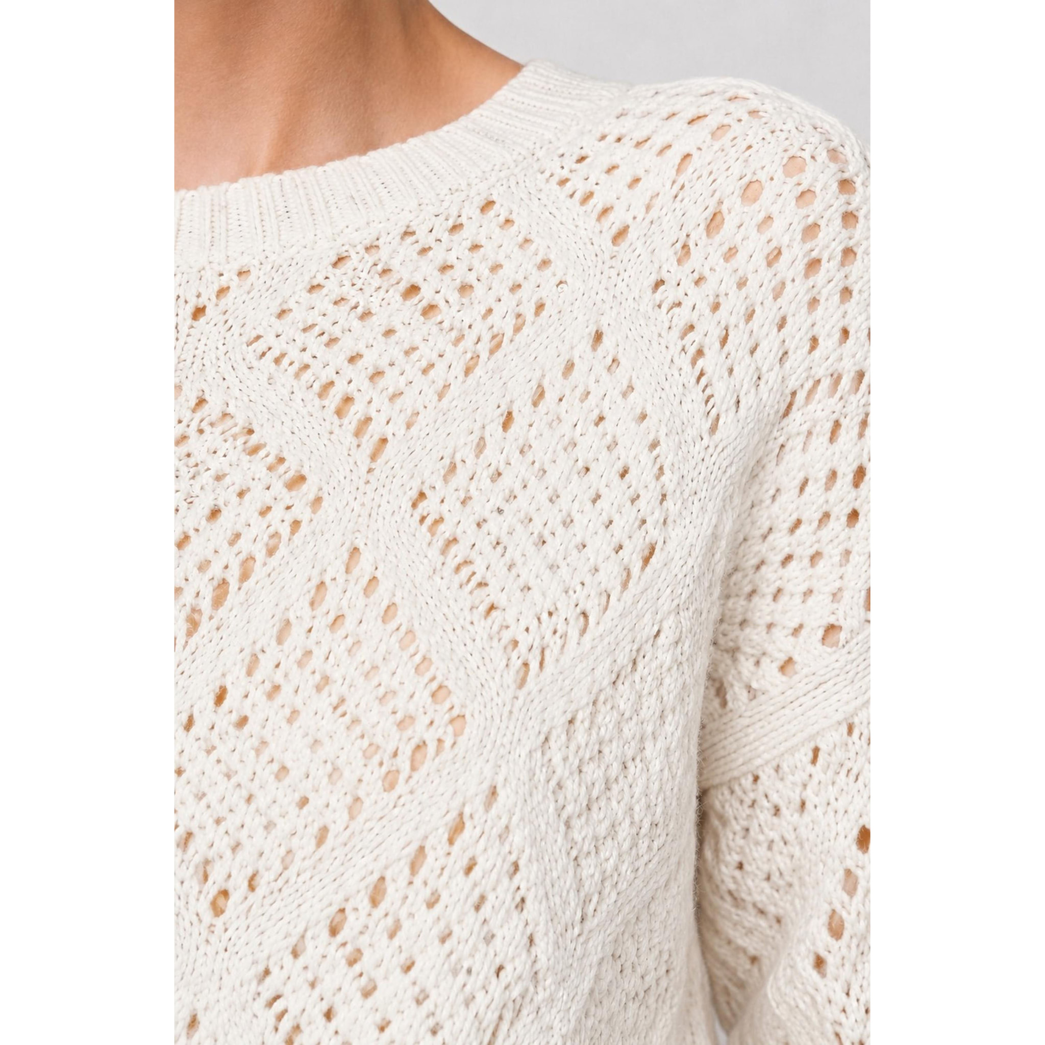 Kocca - Maglia a maniche lunghe con rombi traforati in misto lana Donna
