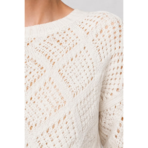 Kocca - Maglia a maniche lunghe con rombi traforati in misto lana Donna