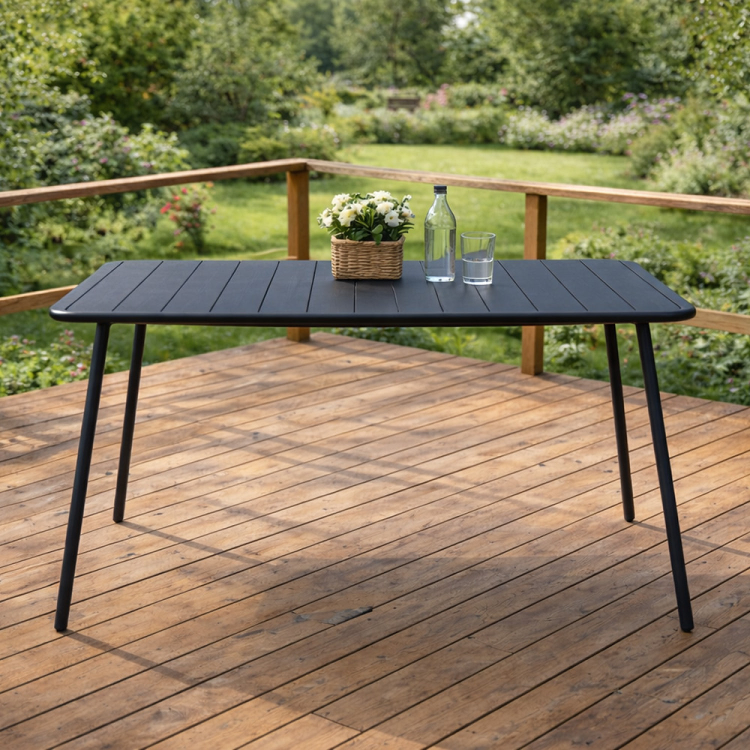 EVORA Table de jardin 4 à 6 places 120cm gris foncé