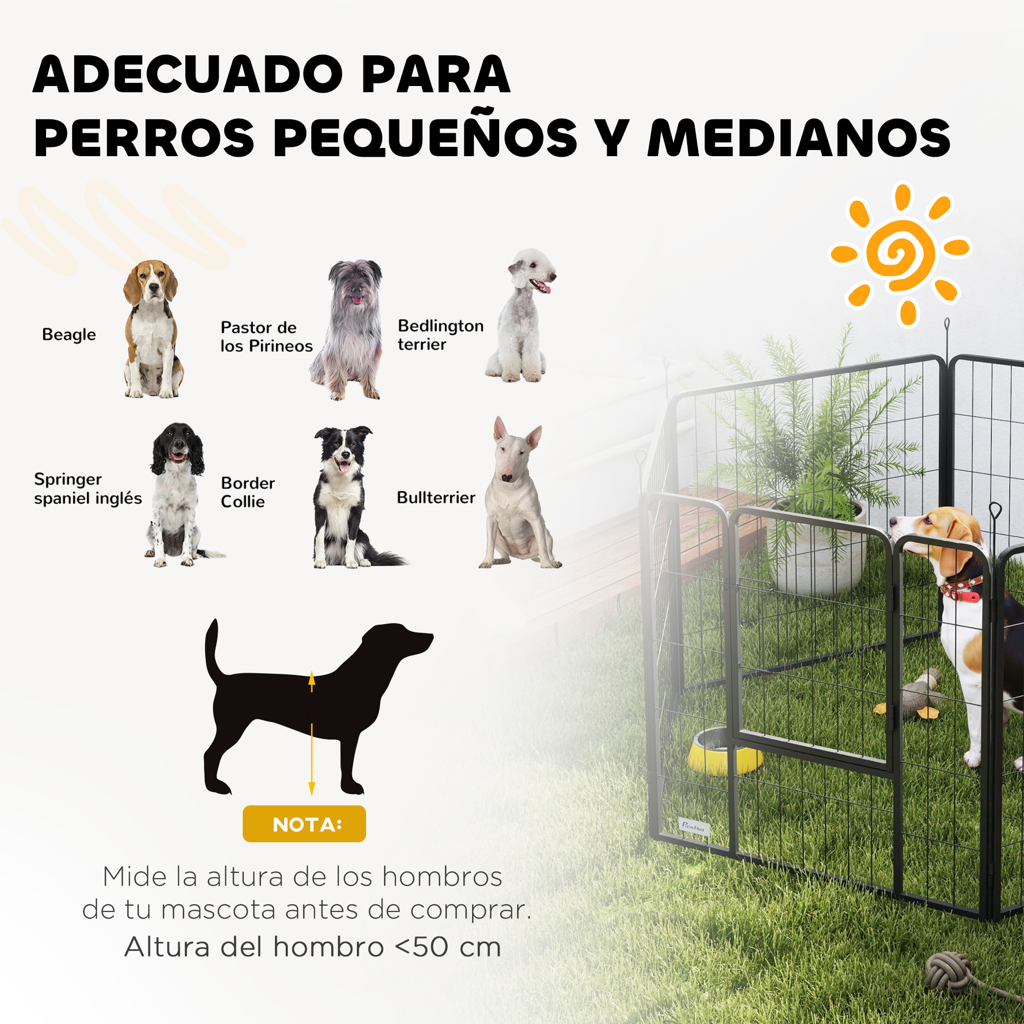 Parque para Perros de 6 Paneles de 80 cm de Altura, Vallas para Perros de Acero Plegable, con Puerta, para Interior y Exterior, Negro