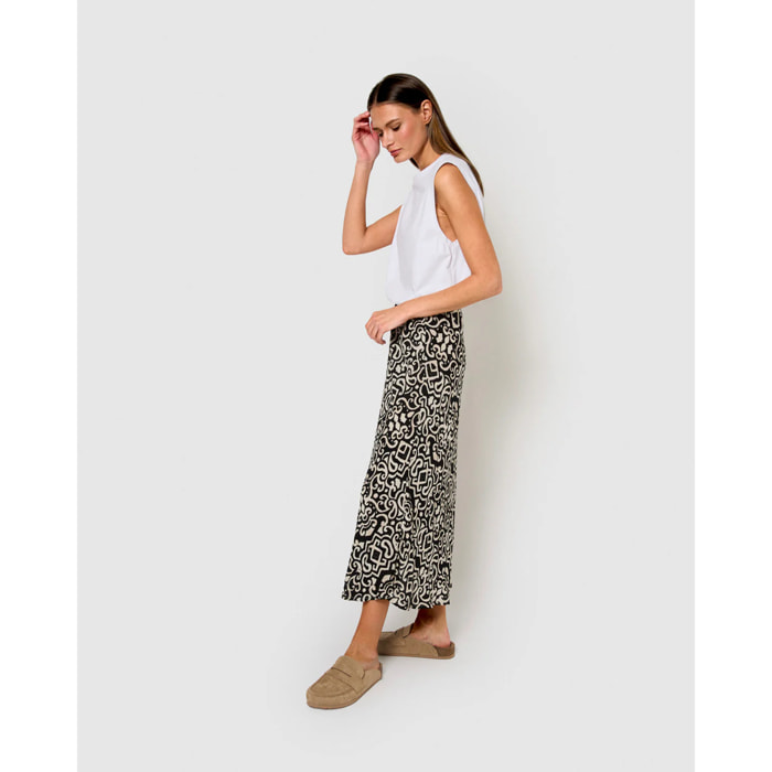 Falda midi bambula detalles plisados aria negro