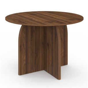Table à manger ronde extensible Japandi effet noyer Ø110-150cm