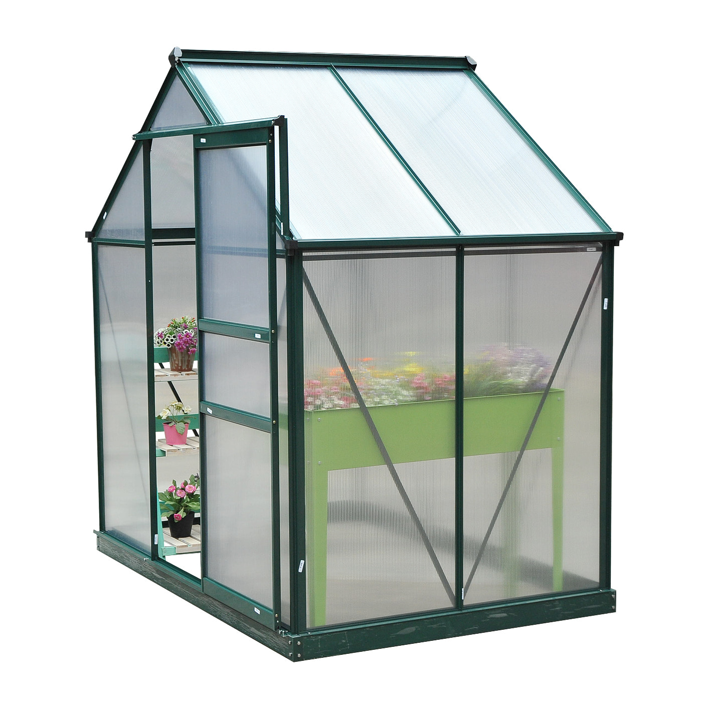 Serre de jardin polycarbonate alu. vert