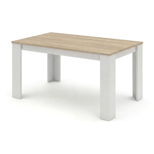 Mesa de comedor fija en blanco artik y roble canadian 140X80 cm Naya Blanco Artik (Blanco Mate) - Roble Canadian