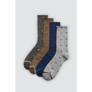 Confezione da 4 calzini alti stampati senza risvolto