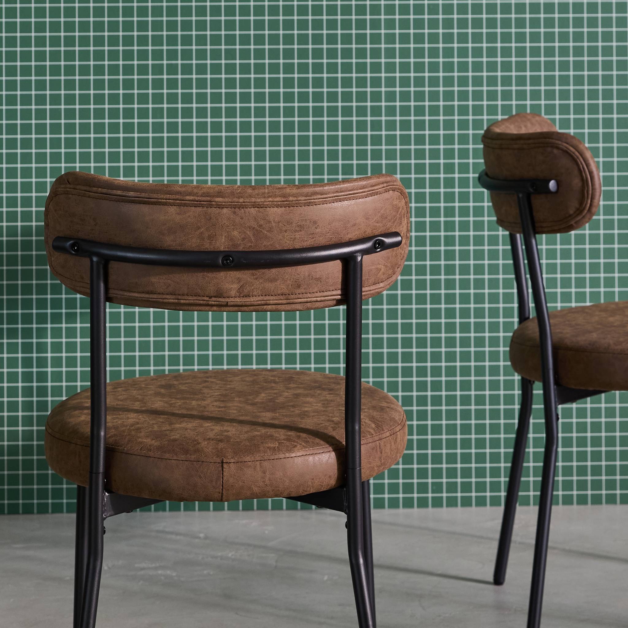 Chaise métal et simili cuir (lot de 2) LIVIA