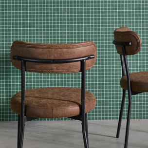 Chaise métal et simili cuir (lot de 2) LIVIA