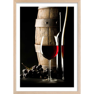 Affiche cuisine vin rouge Affiche + cadre en bois - Chêne
