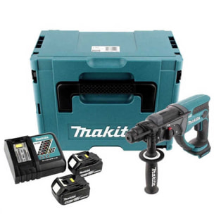 Martillo perforador SDS-Plus 18 V Li-Ion 5 Ah 20 mm MAKITA - 2 baterías, cargador, maletín - DHR202RTJ